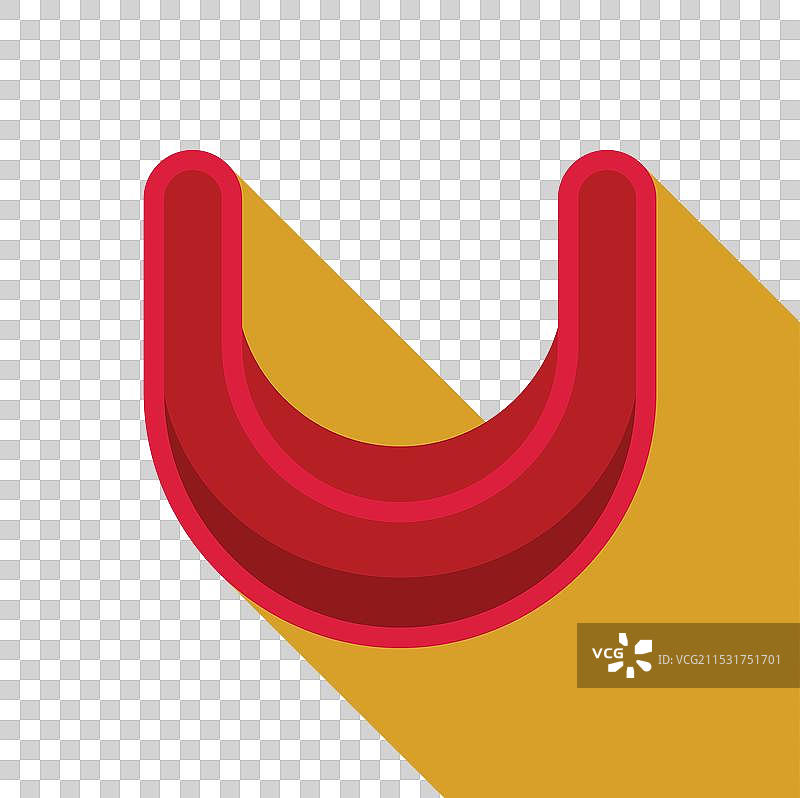 红色U形磁铁在上面投下强烈的阴影图片素材