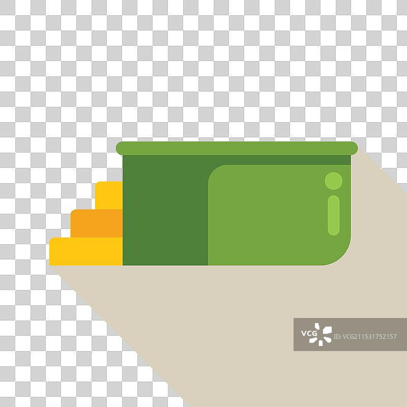 绿色金属掩体，带有梯子和长长的阴影图片素材