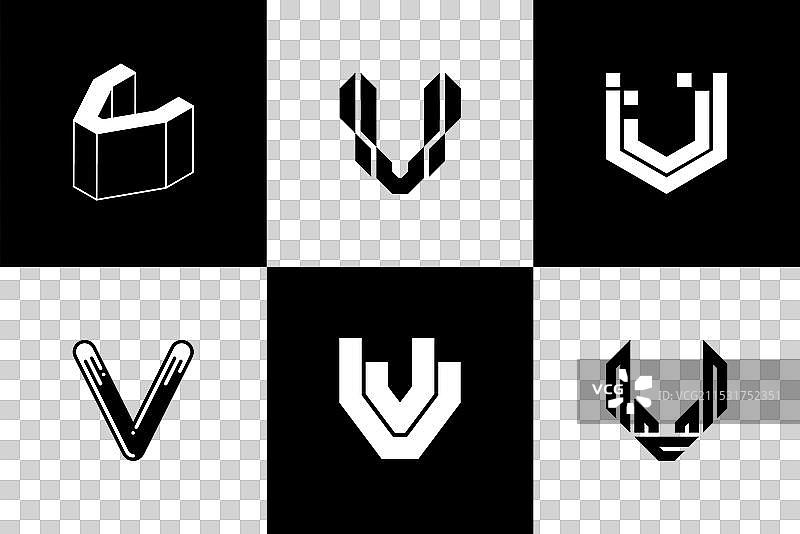 字母V的字体和标志设计图片素材