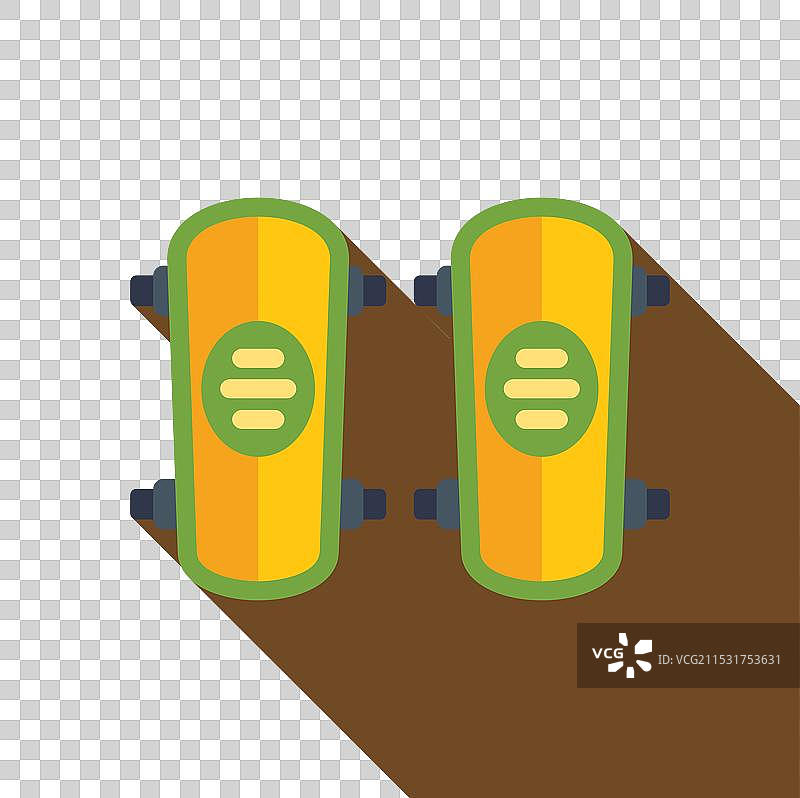 一对黄色和绿色的滑板，带有长板设计图片素材