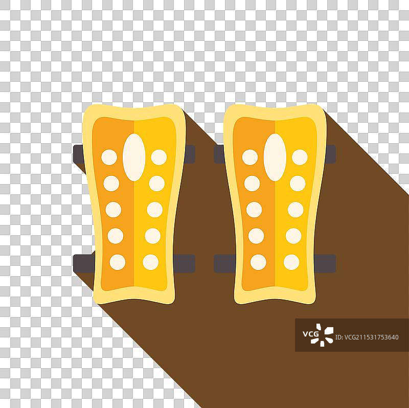 一对带长影子的黄色足球护腿板图片素材