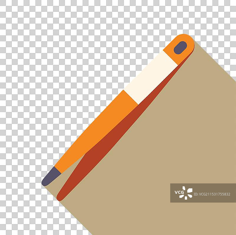 橙色镊子放在米色背景上图片素材