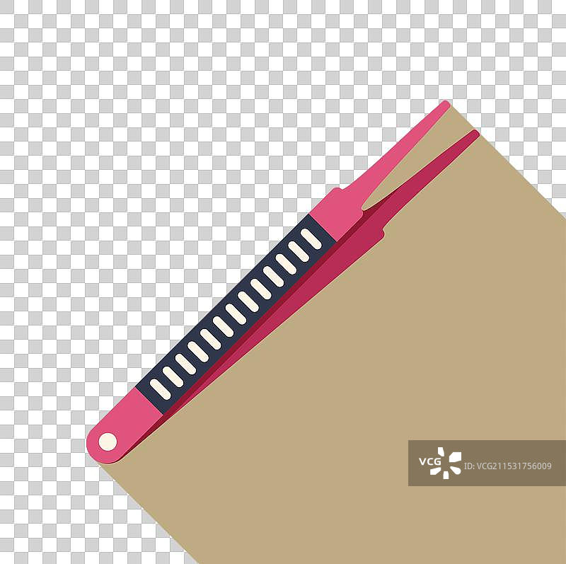 粉色镊子放在浅棕色背景上图片素材