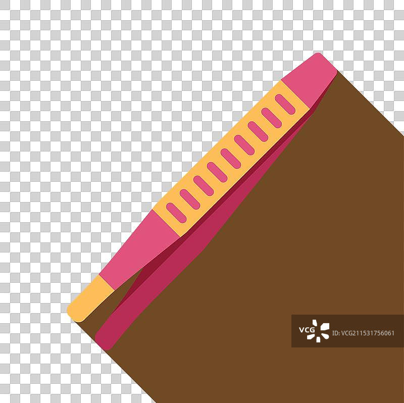 粉色镊子斜放在棕色背景上图片素材