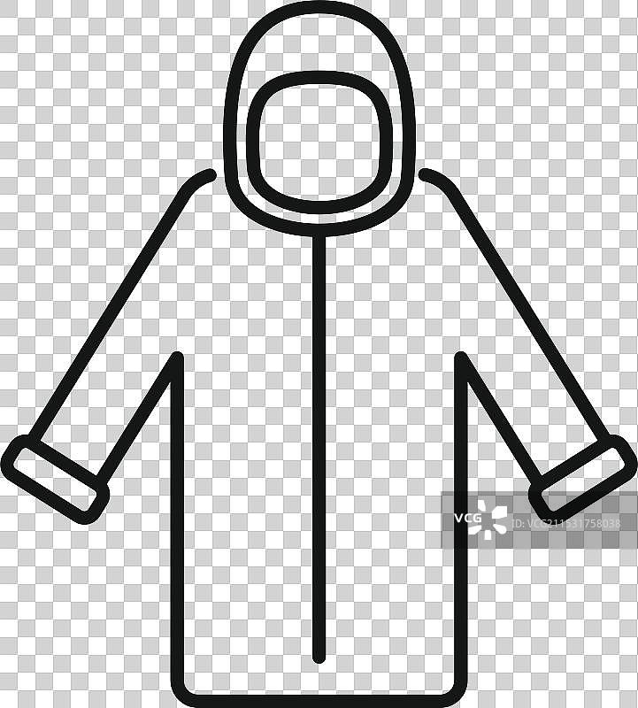 冬季带帽长外套图标细线设计图片素材