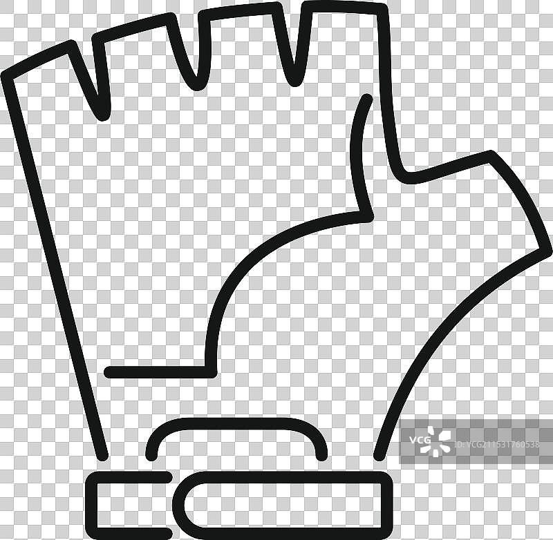 开放指头的自行车手套图标，细线风格图片素材