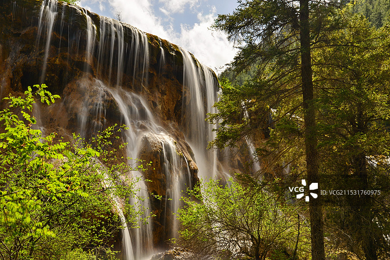 迷人的避暑天堂，四川西部，九寨沟珍珠滩，著名旅游风景区图片素材
