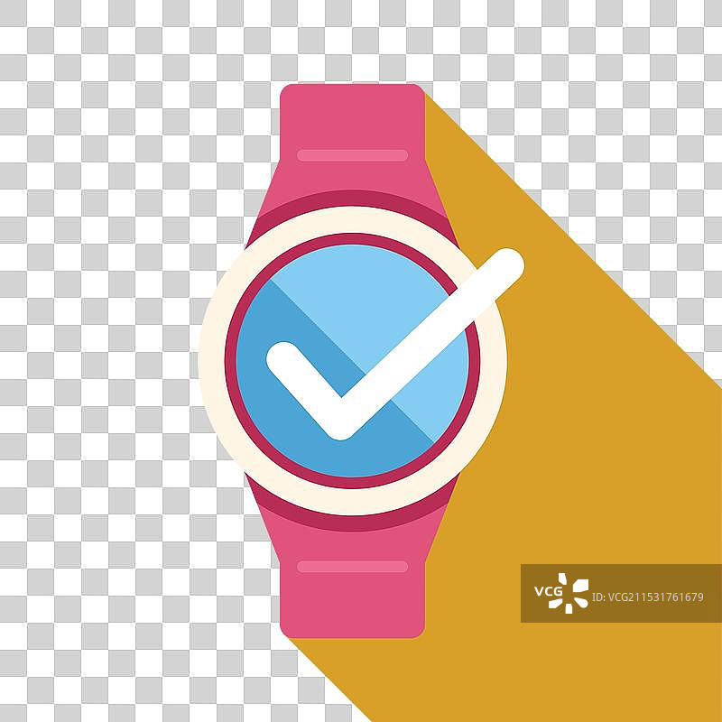 智能手表屏幕上显示勾选图标图片素材