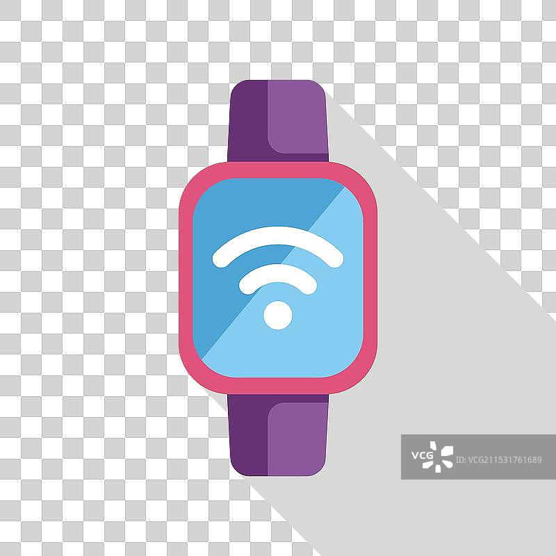 显示WiFi信号图标的智能手表扁平设计图片素材