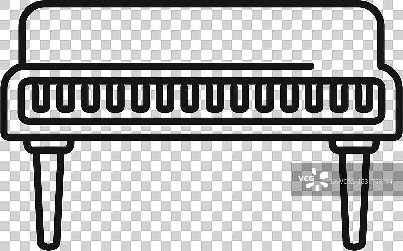 立式钢琴，打开的顶盖线条图标图片素材