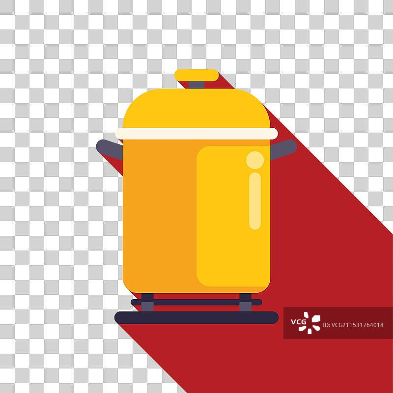 大黄色带盖炊具放在炉子上图片素材