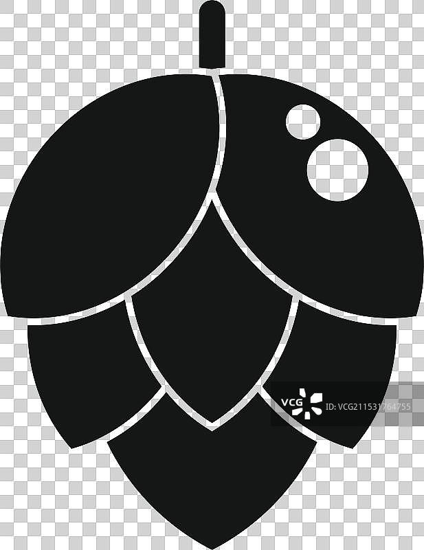 黑色啤酒酿造标志的啤酒花图形图片素材