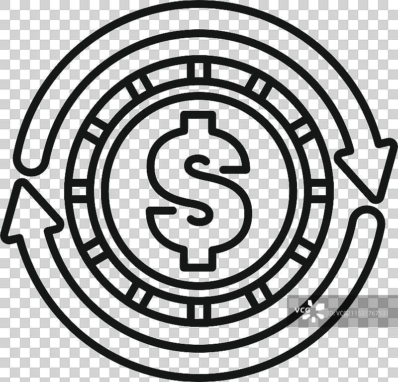 赌场筹码资金周转图标细线设计图片素材