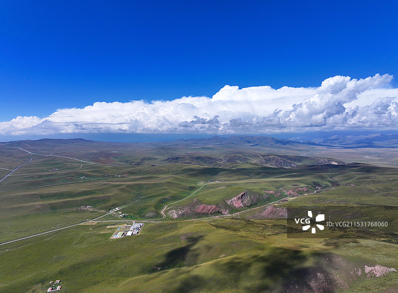 青海省海北州海晏县中国原子城金银滩景区航拍图片素材