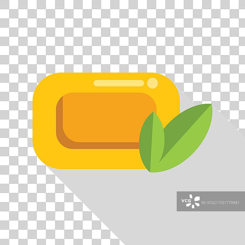 黄色肥皂条与绿色叶子象征着图片素材