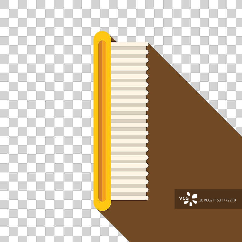 黄色梳子放在棕色表面上，旁边有长发图片素材