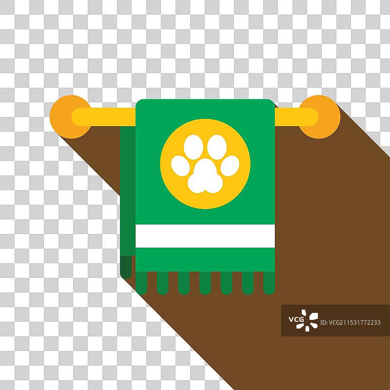 带有爪印的绿色毛巾挂在栏杆上图片素材