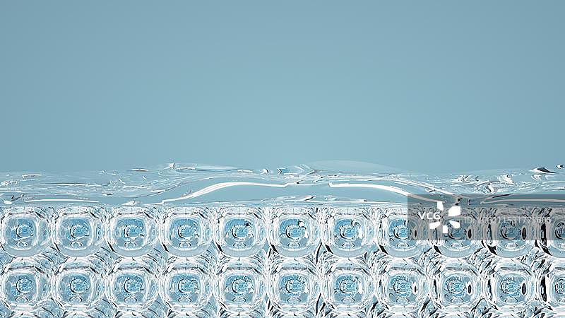 蓝色的微观分子结构3D渲染图片素材