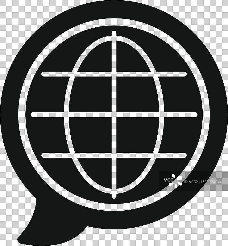 带有地球图标的聊天气泡，代表全球化图片素材