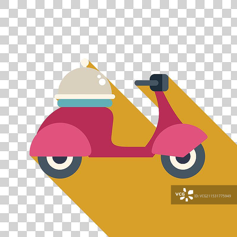 粉色送餐摩托车上载着食物托盘图片素材