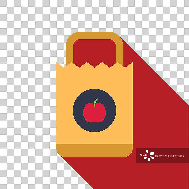 棕色纸袋里装着一个红苹果，带着长长的把手图片素材