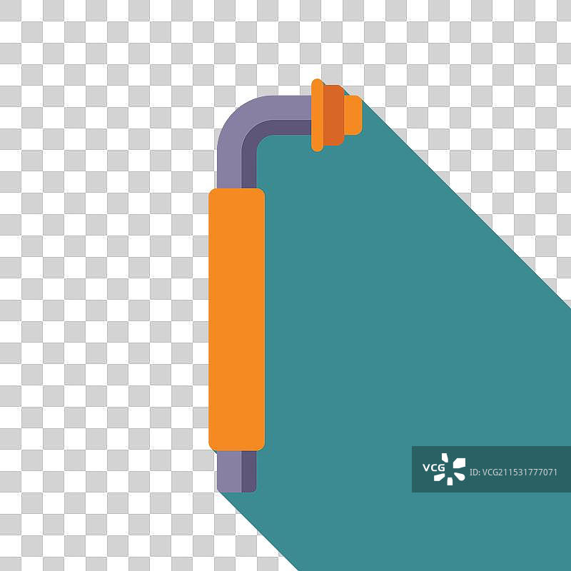 在青绿色背景上投射长影的气体焊接火炬图片素材