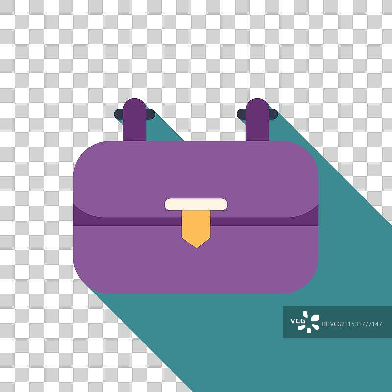 紫色女士包在青绿色背景上投下长长的阴影图片素材