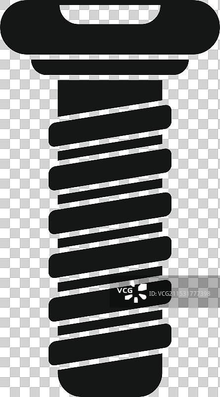 黑色金属螺丝，带有螺旋纹以确保牢固图片素材