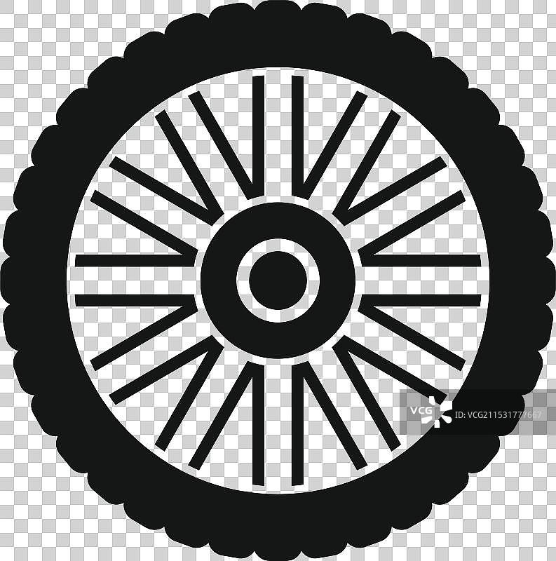 黑色轮胎图标，展示了胎面和轮辋图片素材