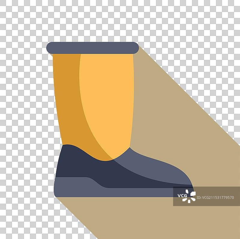 黄色橡胶靴侧面视图，带长筒图片素材