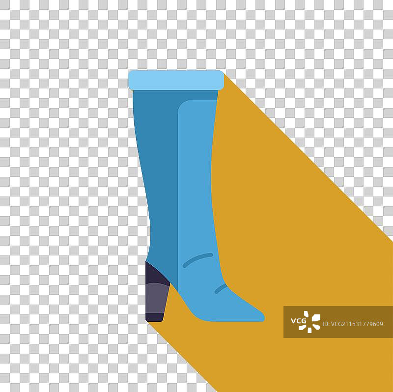 蓝色高跟靴的女性站在黄色背景上图片素材