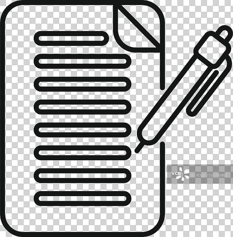 细线风格的笔在清单图标上书写图片素材