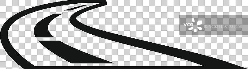 蜿蜒的道路向右转，消失在远方图片素材