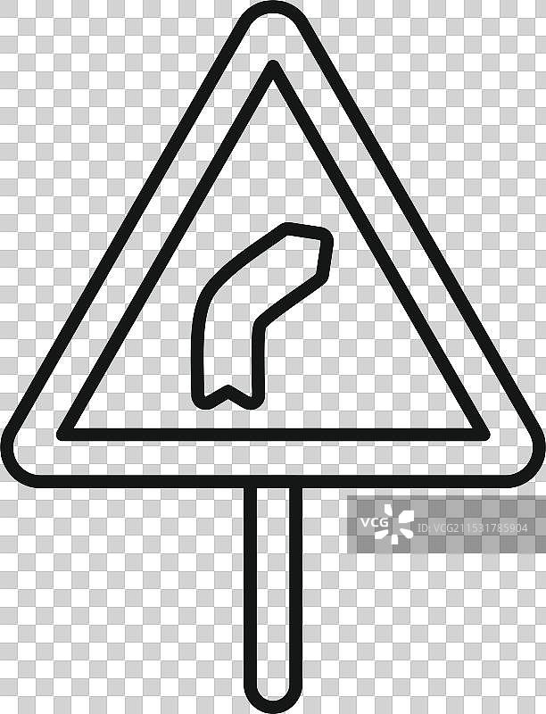 白色背景上的左转指示路标图片素材