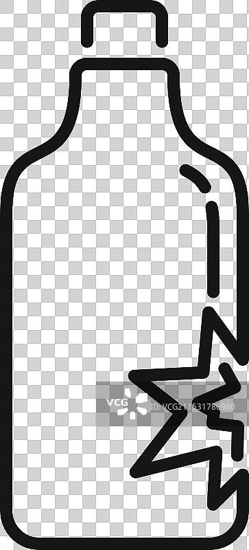 破碎的玻璃瓶图标，显示易碎符号图片素材