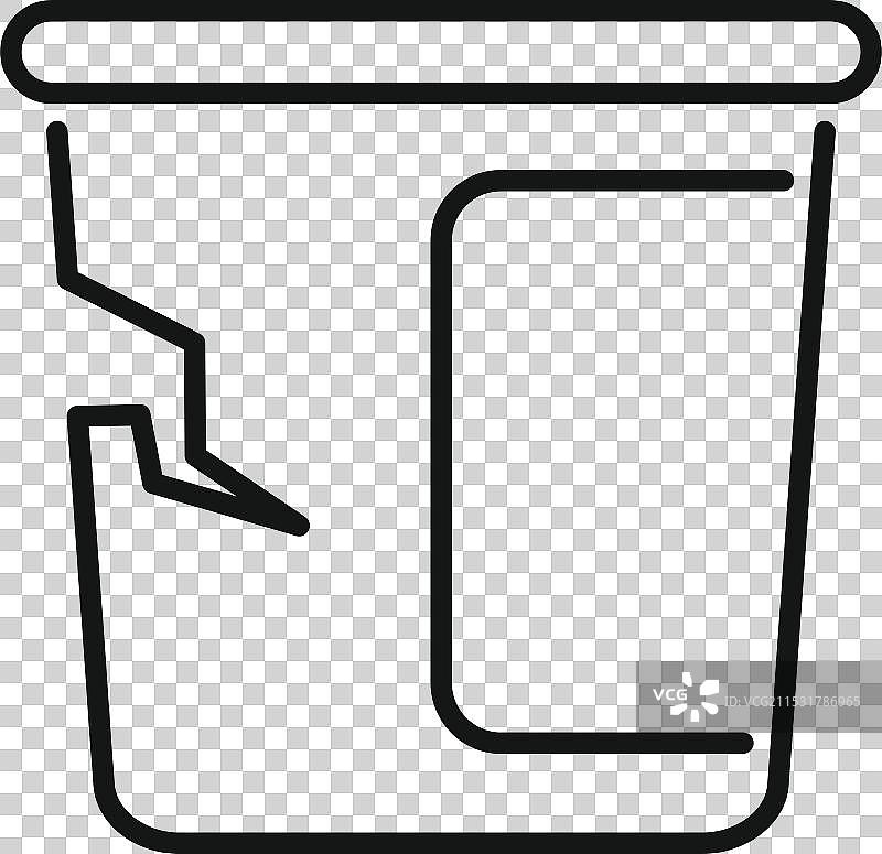 破损塑料桶的线条图标显示损坏情况图片素材