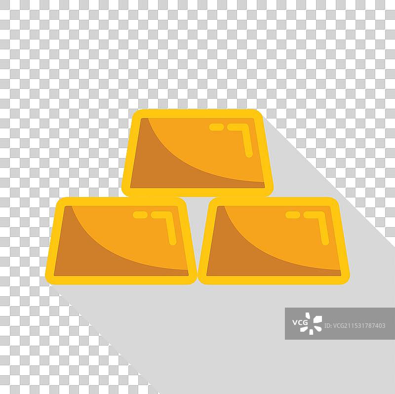 三块金元宝在白色背景上投下长长的阴影图片素材