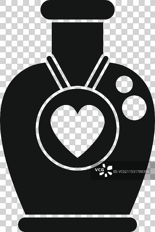 黑色爱情药水瓶，带心形吊坠图片素材