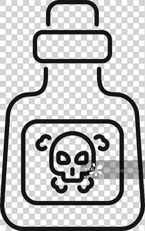 带有骷髅和交叉骨头的瓶子，表示毒药图片素材