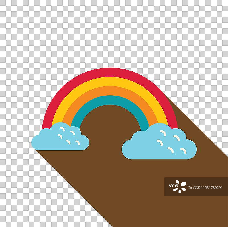 五彩斑斓的彩虹与蓬松的云朵出现了图片素材