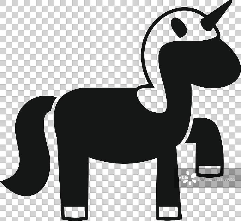 黑白独角兽侧面站立图片素材