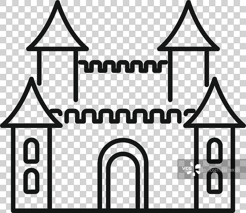 带砖塔楼和大门的中世纪城堡图片素材