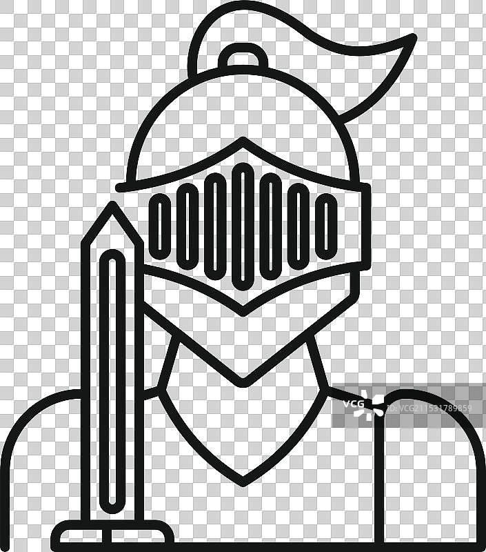 中世纪骑士手持剑，戴着头盔图片素材