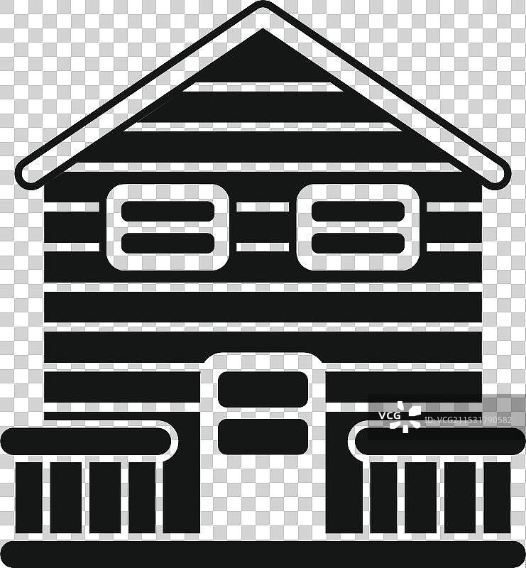 环保木屋，带露台和围栏图片素材