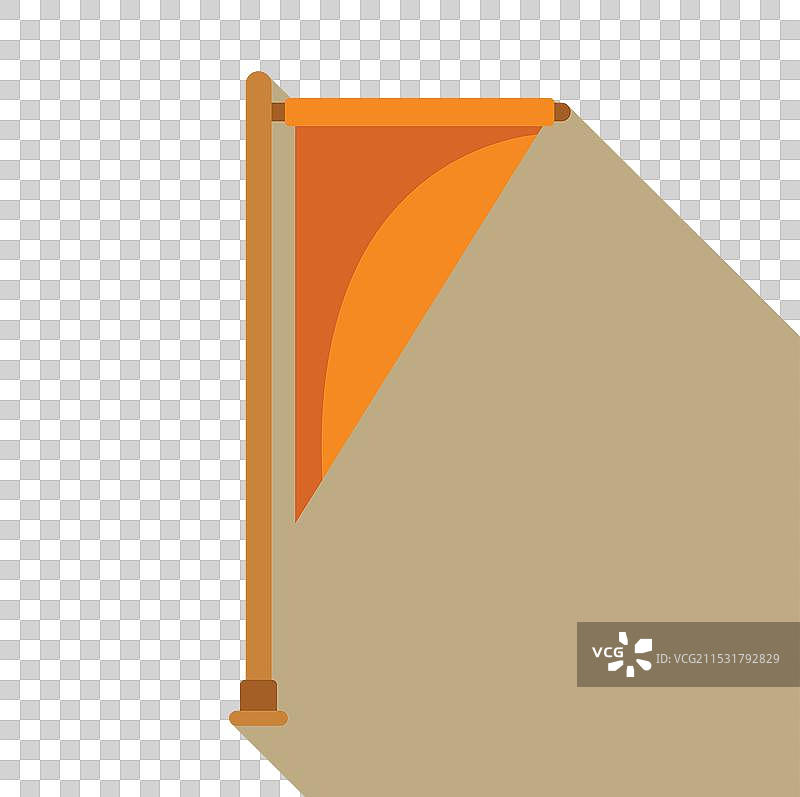 橙色三角旗在杆子上飘扬图片素材