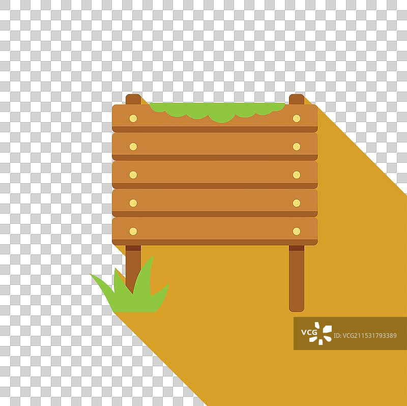 草地上矗立着一块长形木制路标图片素材