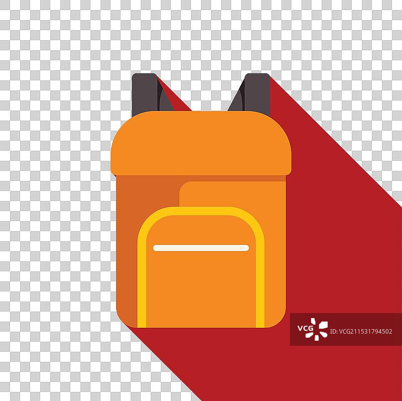 黄色背包在红色背景上投下长长的阴影图片素材