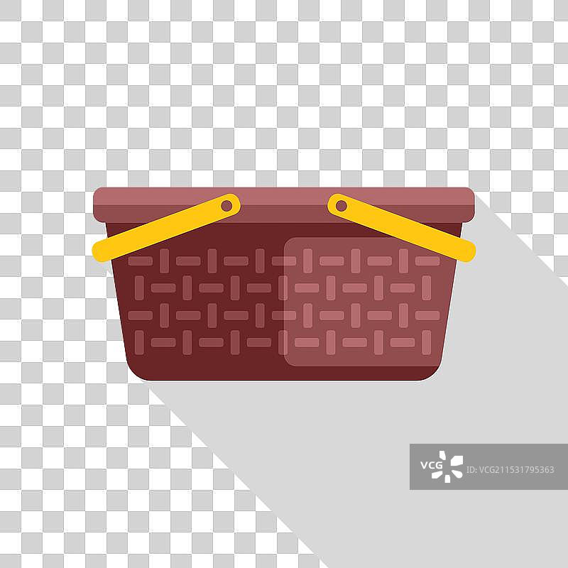 带有黄色手柄的空野餐篮图标图片素材