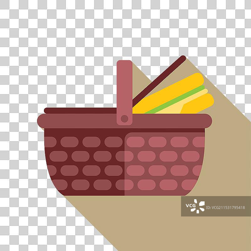 装满户外食物的藤编野餐篮图片素材