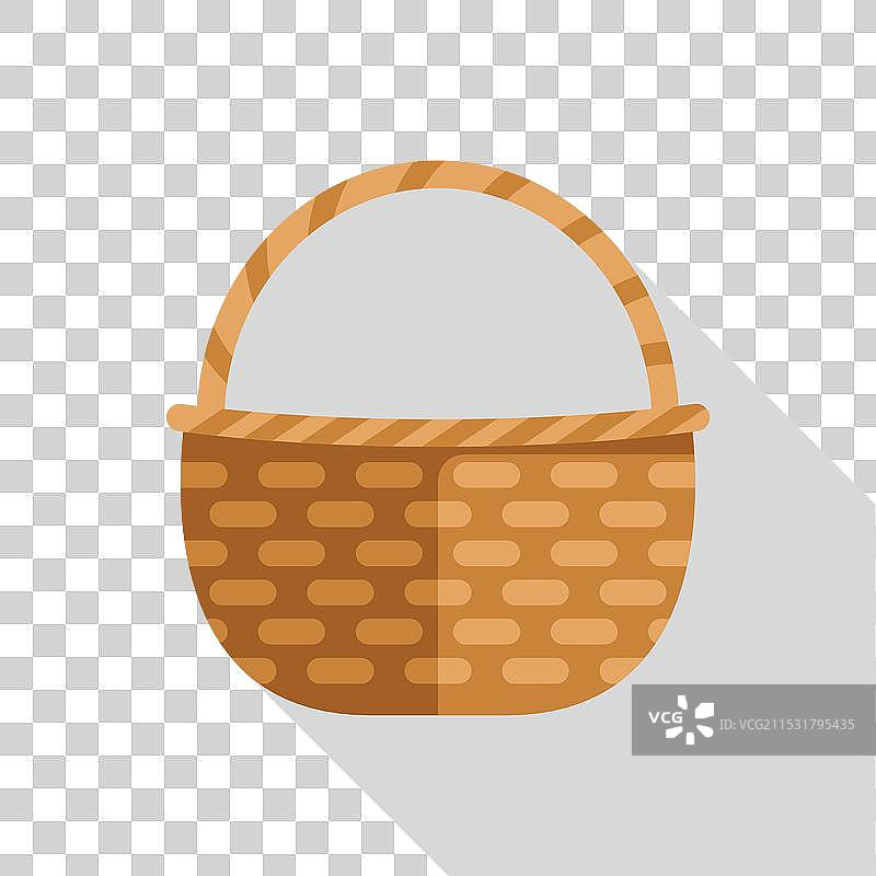 空的带把手的柳条篮子竖立着图片素材